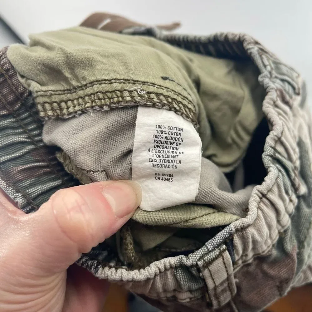 The Children's Place Kids Camo Drawstring Cotton Cargo Pants Green Brown Size 3T